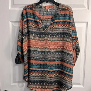 EST 1946 Women’s V-neck blouse, Multicolored.  Size 18/20W